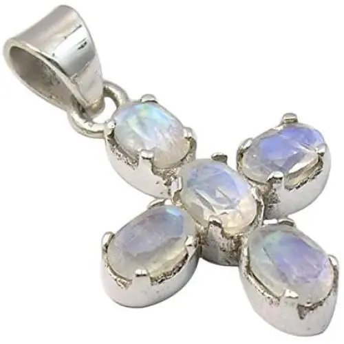 SilverStarJewel 925 Solid Silver Rainbow Moonstone Pendant 1.2'' Wholesale Jewelry SilverStarJewel 925 Solid Silver Rainbow Moonstone Pendant 1.2'' Wholesale Jewelry