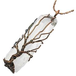 Nupuyai Natural Crystal Quartz Stone Pendant Necklace for Unisex, Titanium Coated Rock Crystal Pendant with Chain
