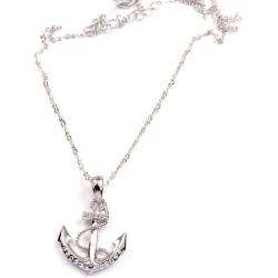 C Jory White & Rose Gold Plated Anchor Necklace Earring Studs Jewelry Set