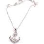 C Jory White & Rose Gold Plated Anchor Necklace Earring Studs Jewelry Set