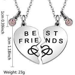 Maxforever Friendship Gifts, '' Best Friend Forever '' 2Pcs Split Heart Pendant Necklaces, Best Friend Jewelry Set