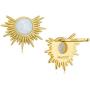 AllenCOCO White Opal Adorned Sunburst Stud Earrings 925 Solid Sterling Silver Post 14k Gold Plated Jewelry for Women
