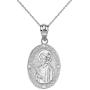 Sterling Silver Saint Valentine of Rome CZ Oval Medal Pendant Necklace (1'')