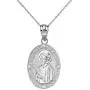 Sterling Silver Saint Valentine of Rome CZ Oval Medal Pendant Necklace (1'') Sterling Silver Saint Valentine of Rome CZ Oval Medal Pendant Necklace (1'')