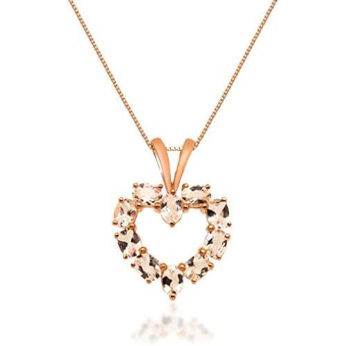 Gin & Grace 10K Rose Gold Genuine Pink Morganite Gemstone Pendant Necklace for Women