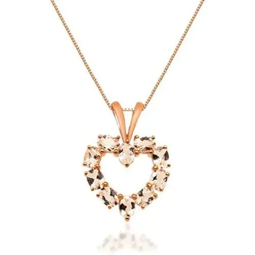Gin & Grace 10K Rose Gold Genuine Pink Morganite Gemstone Pendant Necklace for Women Gin & Grace 10K Rose Gold Genuine Pink Morganite Gemstone Pendant Necklace for Women
