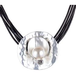 Big Bead Crystal Pendant Fashion Jewelry Black Leather Necklace for Women Chokers