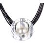 Big Bead Crystal Pendant Fashion Jewelry Black Leather Necklace for Women Chokers