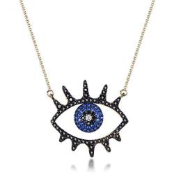 SUPRAONE Blue Evil Eye Pendant Necklace 925 Sterling Silver Cubic Zirconia CZ Fine Jewelry Set for Women Girls Chain Adjustable 15'' + 2'' Extensioner Chain,Free Christmas Gifts