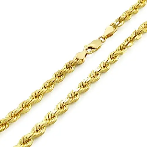 Nuragold 10k Yellow Gold 5mm Rope Chain Diamond Cut Pendant Necklace, Mens Womens Lobster Lock 20'' 22'' 24'' 26'' 28'' 30'' Nuragold 10k Yellow Gold 5mm Rope Chain Diamond Cut Pendant Necklace, Mens Womens Lobster Lock 20'' 22'' 24'' 26'' 28'' 30''