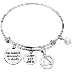 BLEOUK Alcoholics Anonymous Recovery Gift AA Gift Clean and Sober Addiction Recovery Gift She Believed She Could So She Did Sobriety Gifts Celebrate Sobriety Birthday