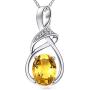 HXZZ Fine Jewelry Natural Gemstone Gifts for Women Sterling Silver Swiss Blue Topaz Amethyst Citrine Pendant Necklace