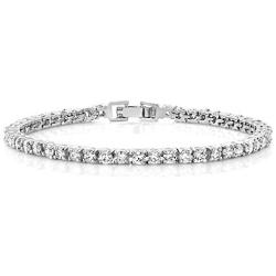 Gem Stone King 10.00 Ct Round Cut Stunning Cubic Zirconia CZ 7 Inch Tennis Bracelet for Women