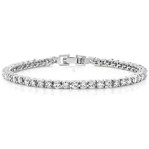 Gem Stone King 10.00 Ct Round Cut Stunning Cubic Zirconia CZ 7 Inch Tennis Bracelet for Women