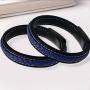 Mens Leather Bracelet Blue and Black Leather Braided Bracelet with Black Stainless Steel Magnetic Buckle