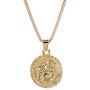 AILUOR St Christopher Medal Patron Saint of Travelers Catholic Protection Pendant Necklace, Gold Silver Tone Devotional Pendant with Prayer Card Jewelry Unisex
