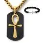 Gungneer Mens Stainless Steel Key of Life Ankh Cross Dog Tag Pendant Necklace Ancient Egyptian Talisman Amulet