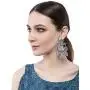 Crunchy Fashion Bollywood Style Traditional Indian Oxidised Silver Jewelry Blue Jhumki Jhumka Earrings for Women/Girls