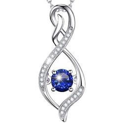 Blue Sapphire Necklace for Wife Birthday Gifts Forever Love Infinity Jewelry September Birthstone Sterling Silver