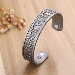 VASSAGO Vintage Norse Viking Runes Cuff Healthcare Magnetic Therapy Bracelet Gift Jewelry for Men Women