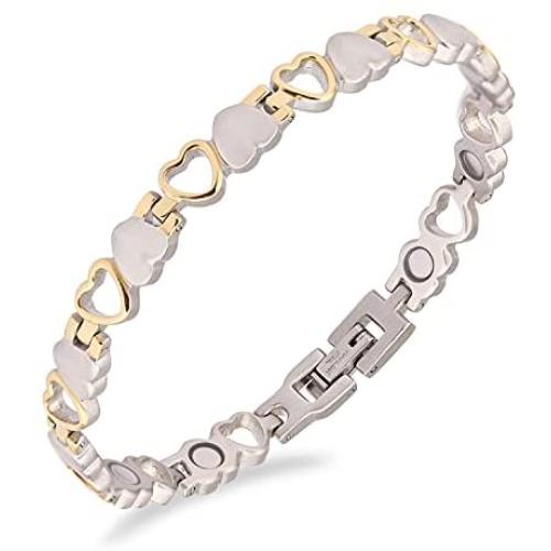 Magnetic Bracelets for Women Titanium Steel Therapy Bracelet Pain Relief for Arthritis 3501 Gauss Magnets Titanium Steel Adjustable Bracelets