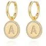 Dangle Initial Earrings for Women, 14K Gold Plated S925 Sterling Silver Post Tiny Dainty Huggie Earrings Letter CZ Huggie Hoop Earrings for Women Teen Girls