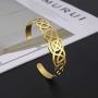 LIKGREAT Hollow Celtic Knot Stainless Steel Bracelets Viking Irish Cuff Bangle for Women Men