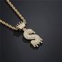 cmoonry Gold Plated Hip Hop Initial Letter Pendant Necklace for Men Women Bling Bling CZ Crown King Necklace with 24“ Twist Chain