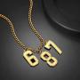 U7 Jewelry Boys Jersey Number Necklace|18K Gold Plated Stainless Steel 0-9 Lucky Number Charm Pendant - Baseball Basketball Football Sport Fan Gift for Men Women, Chain 22-24 Inch,Gift Packed