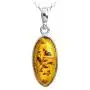 Honey Amber Sterling Silver Oval Pendant Necklace Chain 18 Honey Amber Sterling Silver Oval Pendant Necklace Chain 18