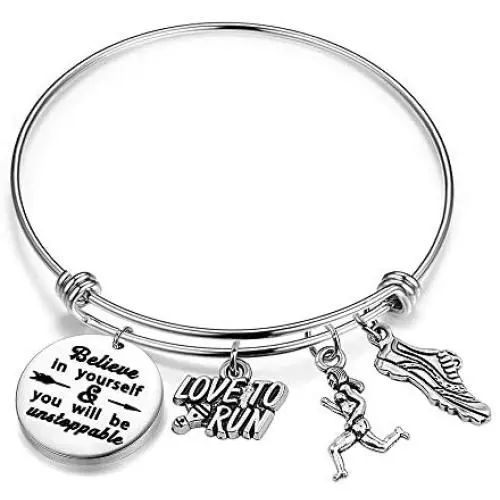 Runner Bracelet Marathon Running Gift Believe in Yourself and You Will be Unstoppable Runner Inspirational Jewelry (silver) Runner Bracelet Marathon Running Gift Believe in Yourself and You Will be Unstoppable Runner Inspirational Jewelry (silver)