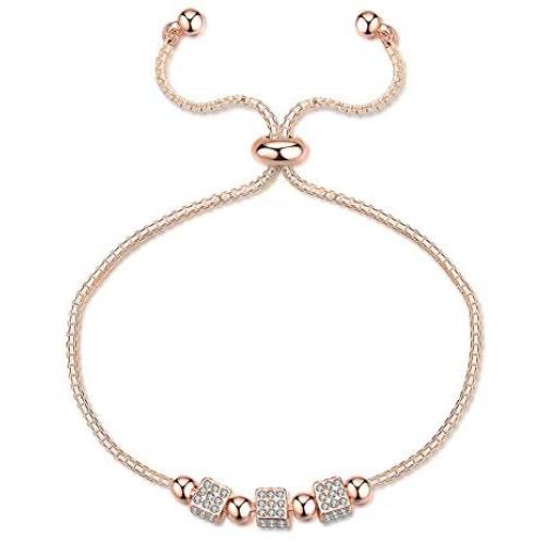 Silver Best Friend Bracelet for Women - Adjustable Bracelets with Dice Diamond Fashion Jewelry Birthday Gifts for Women Girls