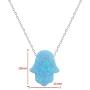 ZS Fire Opal Hamsa Hand Opal Pendant Multi Color Opal Necklace 925 Sterling Silver Necklace