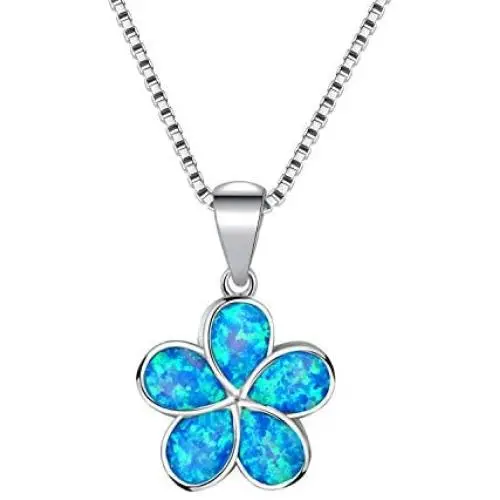 CiNily Opal Leaf/Flower Pendant Necklace for Women Silver Plated Jewelry Gift CiNily Opal Leaf/Flower Pendant Necklace for Women Silver Plated Jewelry Gift