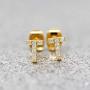 Me Plus CZ Gold Plated Small Cute Stud Initial Alphabet Fashion Earrings Made in Korea