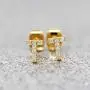 Me Plus CZ Gold Plated Small Cute Stud Initial Alphabet Fashion Earrings Made in Korea