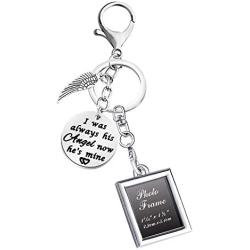 KUIYAI Memorial Keychain I was Always His Angel Now Hes Mine Memorial Picture Frames in Memory of Loved One Sympathy Gift