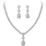 EleQueen Womens Cubic Zirconia Teardrop Bridal Necklace Sets Dangle Earrings Clear Silver-Tone EleQueen Womens Cubic Zirconia Teardrop Bridal Necklace Sets Dangle Earrings Clear Silver-Tone