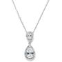 Mariell Pear-Shaped Cubic Zirconia Teardrop Bridal Necklace Pendant - Platinum Plated Wedding Jewelry
