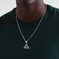 FaithHeart S925 Sterling Silver Viking Pentagram Pentacle Necklace Pagan Wicca Pendant Necklace for Women Men-Can Engrave