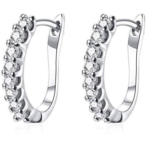 CZ Huggie Hoop Earrings for Women Teen Girls 14K Gold Plated Fashion Small Cuff Huggy Earring Cubic Zirconia Inlaid