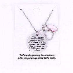 Aibeads You are Braver Than You Believe Awareness Necklace Birthstone Graduation Gift Best Friend Encouragement Gifts