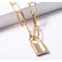 JAYUMO Lock Necklaces for Women Girls Cute Padlock Punk Choker Chain Necklaces Set Gold & Silver Tone
