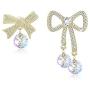 Sllaiss Asymmetric Bow Dangle Aurora Crystals Earrings for Women Made with Swarovski Cute Fashion 14K Gold Plated Mothers Day Jewelry Gift
