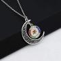 BEKECH Order of The Eastern Star Inspired Gift OES Charm Crescent Moon Pendant Necklace OES Sorority Jewelry Gift for Sorority Graduates Campus Girls Women