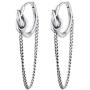 Vintage Chain Drop Love Knot Small Hoop Earrings for Women Girls Men 925 Sterling Silver Tassel Link Dangle Huggie Hoops Cuff Cartilage Tragus Daith Minimalist Fashion Personalized Punk Jewelry Gifts