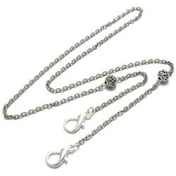 Brenda Elaine Jewelry Womens Mask Lanyard/Necklace with Ornate Beads, Silver, Copper, Brass