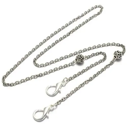 Brenda Elaine Jewelry Womens Mask Lanyard/Necklace with Ornate Beads, Silver, Copper, Brass Brenda Elaine Jewelry Womens Mask Lanyard/Necklace with Ornate Beads, Silver, Copper, Brass