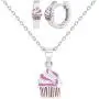 925 Sterling Silver Pink Cupcake Jewelry Set Necklace Earrings Girls 16'' 925 Sterling Silver Pink Cupcake Jewelry Set Necklace Earrings Girls 16''