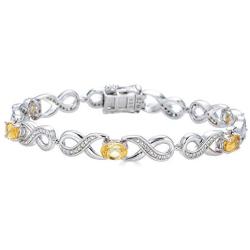 6x4MM Oval Genuine Gemstone Infinity Bracelet in Rhodium-plated Sterling Silver, 7''| Bracelets for Women